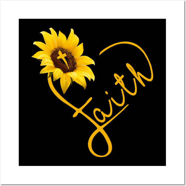 Sunflower Faith Heart Costume Gift Wall Art by Ohooha